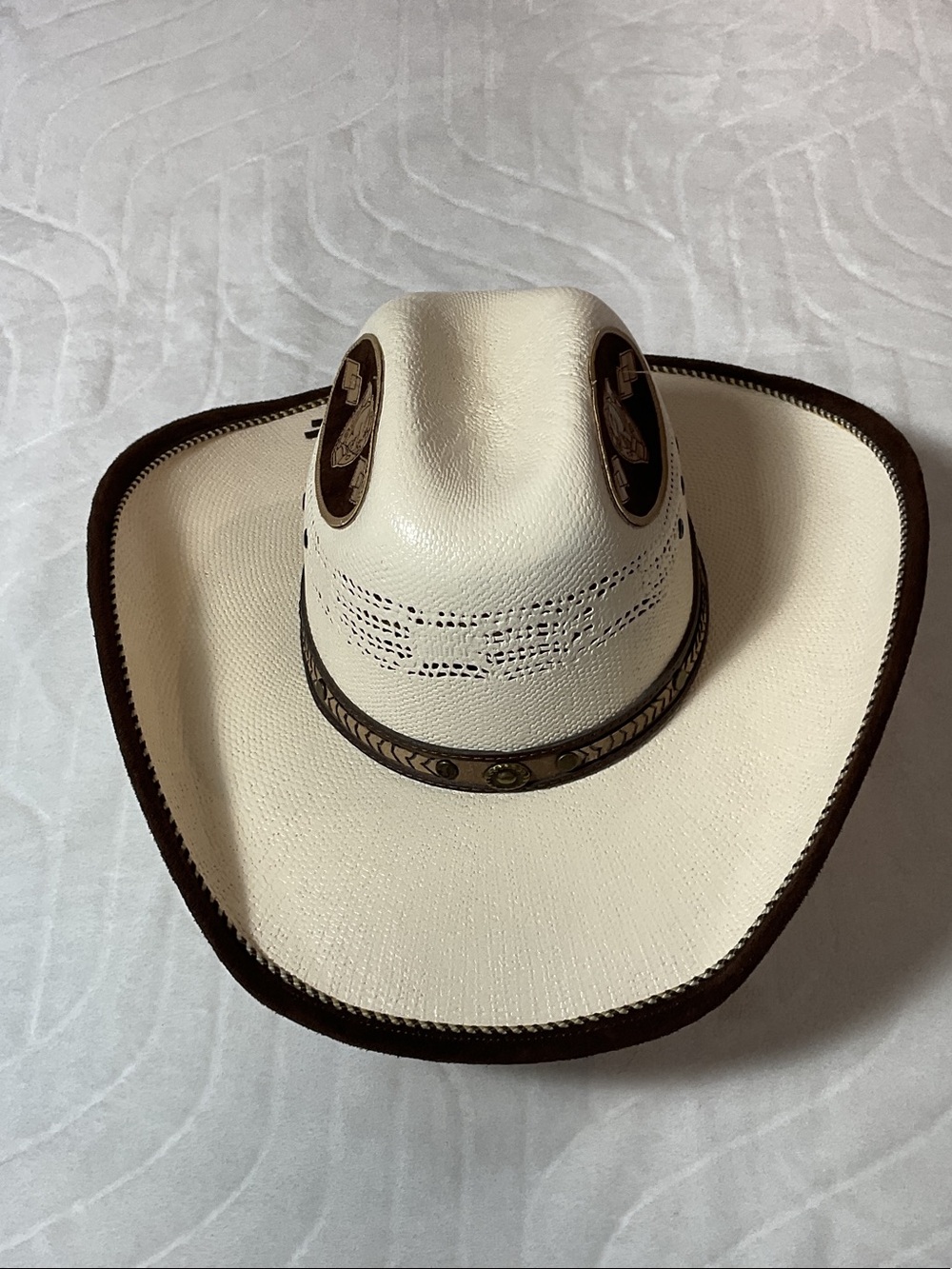 Laredo Cream and Brown Straw Cowboy Hat
